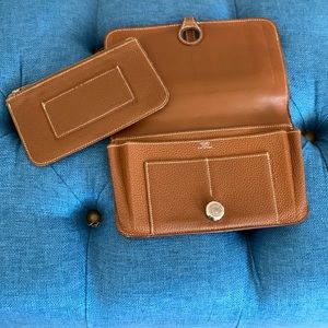Hermes Dogon Brown Leather Wallet Set
